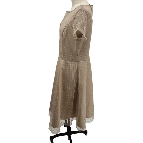 Lindy Bop Leona Almond Polka Dot‎ Mesh Prom Dress Beige Plus Size 3XL - Picture 6 of 12